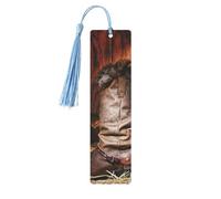 Cowboy Black Hat Western Bootsdouble Sided Printed Wooden Bookmark 18x3.1cm for Reading, A Gift for Book Enthusiasts and Readers, and A Reading Accessory for Book Enthusiasts