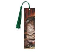 Cowboy Black Hat Western Bootsdouble Sided Printed Wooden Bookmark 18x3.1cm for Reading, A Gift for Book Enthusiasts and Readers, and A Reading Accessory for Book Enthusiasts