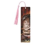 Cowboy Black Hat Western Bootsdouble Sided Printed Wooden Bookmark 18x3.1cm for Reading, A Gift for Book Enthusiasts and Readers, and A Reading Accessory for Book Enthusiasts
