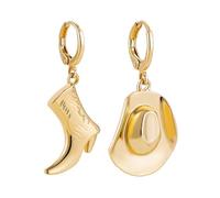 Cowboy Boot Earrings for Women Western Cowgirl Hat Earrings Gold Enamel Boot Dangle Women's Country Concert Outfits (A2)