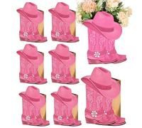 Cowboy Boot Flower Vase Set - 12 x 20 x 25 cm, Set of 8 Paper Centerpieces, Boot Shaped Table Decoration, Sturdy Craft Construction