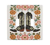 Cowboy Boot Light Switch Cover Plates/Outlet Covers, Black Vintage Western Style for Rustic Decor, Thermoplastic Wall Plates, Standard Size Double Toggle