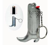 Cowboy Boot Lighter Case and Bottle Opener Keychain Ring For by HMC Gold, Silver, Antique Copper Vintage Style (Silver)