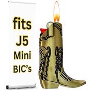 Cowboy Boot Lighter Case. Cow Boy Boot for J5 and J6 BIC Lighters. 3 Colors and 2 Sizes to Choose from. | Lighters NOT Included (Gold, Mini BIC J5)