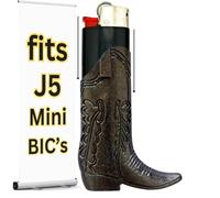 Cowboy Boot Lighter Case. Cow Boy Boot Lighter Holder Sleeve for J5 and J6 BIC Lighters. 3 Colors to Choose from. | Lighters NOT Included (Gray, Mini BIC J5)