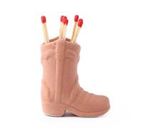 Cowboy Boot Match Holder - Ceramic Cowgirl Boot Decor Aesthetic Small Cute Matchstick Box Western Decorative Mini Matchesboxes for Bathroom Bedroom Fireplace Kitchen (Light brown)