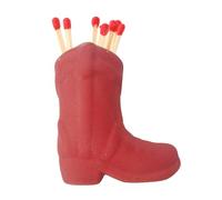 Cowboy Boot Match Holder - Ceramic Cowgirl Boot Decor Aesthetic Small Cute Matchstick Box Western Decorative Mini Matchesboxes for Bathroom Bedroom Fireplace Kitchen (Red)