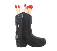 Cowboy Boot Match Holder - Ceramic Cowgirl Boot Decor Aesthetic Small Cute Matchstick Box Western Decorative Mini Matchesboxes for Bathroom Bedroom Fireplace Kitchen (Black 2)