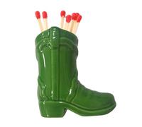 Cowboy Boot Match Holder - Ceramic Cowgirl Boot Decor Aesthetic Small Cute Matchstick Box Western Decorative Mini Matchesboxes for Bathroom Bedroom Fireplace Kitchen (Green)