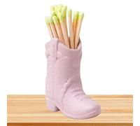 Cowboy Boot Match Holder,Ceramic Match Holder,Match Holder for Fireplace, Bathroom, Bedroom, Matchstick Storage Jar,Match Sticks NOT Included (Pink)