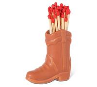 Cowboy Boot Match Holder, Cute Boot Match Holder Match Jar with Striker for Candle Ceramic Boot Match Holder for Kitchen Bathroom Interior Decoration (Dark Brown)