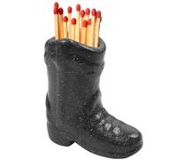 Cowboy Boot Match Holder, Cute Ceramic Boots Match Holder Match Matchstick Storage Jar with Striker Matchstick Boot for Candle Ceramic Boot Match Holder for Kitchen Bathroom Interior Decoration(black)