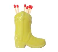 Cowboy Boot Match Holder, Lovely Ceramic Boot Match Holder with Striker for Bedroom Kitchen (Yellow)