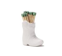 Cowboy Boot Match Holder with Striker for Decorative matchsticks - Ceramic Cowgirl Boot Decor Aesthetic Small Cute Matchstick Box Western Decorative Mini Matchesboxes for Bathroom Fireplace (White)