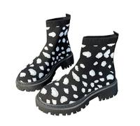 cowboy boot wellies womens Ankle Boots for Women Large Size Flying Woven Casual Sleeve Lightweight Casual Boots Wide Fit Wedge Shoes Warm Lined Chunky Heel Knee womens steel toe cap trainers Grey 6
