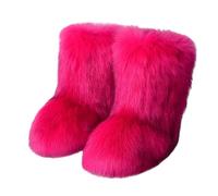 cowboy boot wellies womens Waterproofs Boots Women Women's Flat Heel High Top Warm Winter Boots Mouth Round Head Mid Sleeve Faux Female Wide Fit Walking Shoes womens steel toe cap trainers Red 4