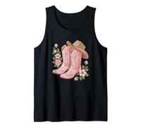 cowboy boot western country cowgirl flowers girl pink woman Tank Top
