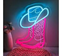 Cowboy Boot with Hat Neon Signs Dimmable Led Cowgirl Boot Neon Sign, Western Wall Art Cowboy Neon Sign for Game Room, Bedroom, Bar, Man Cave - Gifts for Rodeo Enthusiast, Birthday, Christmas