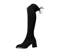 Cowboy Boot Women American Boots Autumn and Winter Thick Heel Over The Knee Boot High Heel Long Booties Fashion Pointed Sexy Women's Boots Wide Calf White Booties