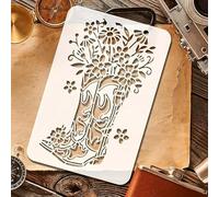 Cowboy Boots and Flower Wall Stencils Template Reusable Spray PaintStencils for Craft Painting On Wood Craft Canvas Walls Wood Furniture Decorations DIY Scrapbooking