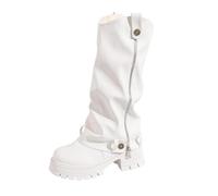 Cowboy Boots Ankle Boots with Round Toe and Chunky Heel with Pleats | Western Boots Women Mid Tube Knights Boots Renaissance Cosplay Boot Casual Round Toe Pull On Riding Biker Booties
