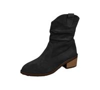 Cowboy Boots, Ankle Boots, Women's Slip-On Shoes, Summer Cowboy Boots, Renaissance Slip-On Boots with Buckle Heel, Ankle Boots, Viking Boots, Knight Hunter for Halloween, Cosplay Costume, black, 4 UK