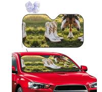 Cowboy Boots Car Windshield Sun Shade Personalized Foldable Auto Front Window Sun Shade Cover Uv Ray Reflector Sun Visor Protector Car Accessories For Car Suv Truck, Keeps Your Vehicle Cool 55x30 Inch