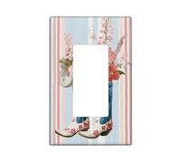 Cowboy Boots Floral Light Switch Cover Plates/Outlet Covers, Peach and Blue Country Flowers for Home Decor, Thermoplastic Wall Plates, Standard Size Single Rocker