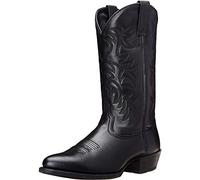 Cowboy Boots For Men Classic Vintage Mid-Calf Embroidery Pointed Toe Block Heel Slip-On Western Boot Sport Casual Black Size 7.5 UK