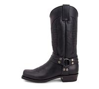 Cowboy Boots for Men Wide Classic Vintage Rivets Western Boots Embroidery Square Head Mid Calf Slip-On Boot Size 7.5-12 UK (10,Black)