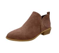 Cowboy Boots for Women British Style Womens Boots Women's Thick Heels Boots for Women UK Suede Leather Boots Casual Short Boots Women's Boots Ladies Womens Fancy Dress Party Go Go Boots Red