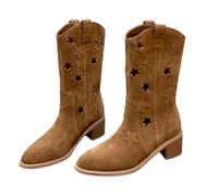 Cowboy Boots for Women Fashionable and Casual Short Boots Pointed Womens Boots British Style Cowboy Boots Chelsea Boots Women Ladies Womens Fancy Dress Party Go Go Boots Comfy and Stylish Fit Brown