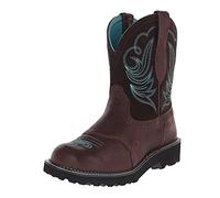 Cowboy Boots for Women Western Short Cowgirl Boots Embroidery Round Toe Wide Calf PU Leather Winter Boots Brown Blue Size 5.5 UK