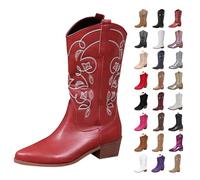 Cowboy Boots for Women Women's Comfortable Classic Western Cowgirl Shoe,Waterproof Mid Cowboy Boots,Beautiful and Stylish Party and Character Dress Up Boot Western Wedding Shoes