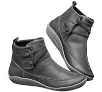 cowboy boots GreyAnkle Boots for Women uk Wide Fit Wedge Shoes Comfortable Lace up Short Booties Waterproof Leather Dog-Walking Shoes Arch Support Anti-Slip Bootiesladies Grey ankle boot