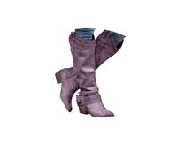 Cowboy Boots,Knee High Boots,Western Cowgirl Boot for Women Comfortable and Fashion Pull on Zipper Chunky Heel Pointed Toe Boot Vintage Boho Lace Leather Mid Heels Over The Knee Booties