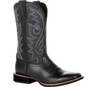 Cowboy Boots Men Wide Classic Vintage Mid Calf Western Boots Embroidery Pointed Toe Block Heel Slip-On Unisex Size 5-13 UK (6.5,Black)