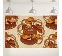 Cowboy Boots Wall Backdrop, Western Theme Rustic Party Decorations, Brown Tan Indoor/Outdoor Photo Background for Celebrations 71x43 Inch