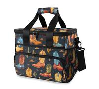 Cowboy Boots Western Cowboys Black Cooler Bag Thermal Insulated Picnic Bag Large Leakproof Cool Bag Lunch Box for Adult Men Women