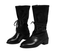Cowboy Boots Wide Fit Ladies Festival Womens Knee High Leather Boots | Suede Boot Block Slip On Winter Shoes Stylish Lace Up Snowboots Anti Slip Insulated Welly Boot Tall Cowboots Party