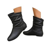 Cowboy Boots Women's Fashion Lace Toe Flat Short Sleeve Foot Pleats Stacked Flat One Hundred Classic Ankle Boots