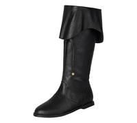 Cowboy Boots Women's Knee-High Gloss Leather Pleated Look Wide Belt with Solid Block Heel, Abrasion-Resistant Water-Repellent PU, Straight Stretchy Shaft, Suitable for Concert Dance Ball Summer