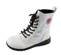 Cowboy Boots Women's Summer Elegant Suede Half Boots Low Boots Short Boots Ankle Boots Block Heel Winter Autumn Viking Boots Knight Hunter for Halloween Cosplay Costume, White, 4 UK
