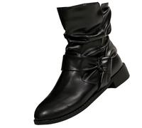 Cowboy Boots Women's Summer Half Boots Cowboy Boots Renaissance Slip On Boots with Buckle Heel Ankle Boots Viking Boots Knight Hunter for Halloween Cosplay Costume, black, 4 UK
