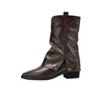 Cowboy Boots Women's Western Ankle Boots Elegant Wide Calf Boots Block Heel Bike Boots Slip-On Winter Boots for Party Outdoor