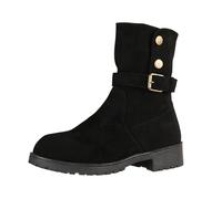 Cowboy Boots Women's Western Boots Suede Ankle Boots Elegant Block Heel Bike Riding Slip-On Boots Winter Boots