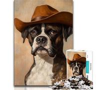 Cowboy Boxer Dog 1000 Piece Jigsaw Puzzles for Adults,Challenging Game Gifts for Is Ideal As A Gift for The Whole Family 50x75cm