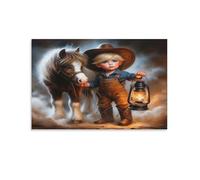 Cowboy Boy with Pony,1500-piece DIY landscape puzzle,Children's and Adults' Jigsaw Puzzle Creative Toys,57x87cm