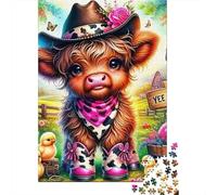 Cowboy Calf Farm Animals 1000 Piece Jigsaw Puzzle Jigsaw Puzzle for Adults Paper 1000pc Puzzle Set Night View Relaxation Home Decor 70x50cm/1000pcs