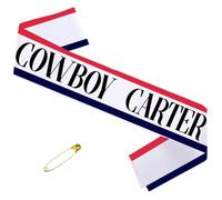 Cowboy Carter Sash with Red and Blue; American Cowgirl; Rodeo Bang Cowboy Large Sash for Concerts, Festivals; Western sash for Gifts for Cowboy Cowgirl Christmas Valentine's Day Fans Party Concert
